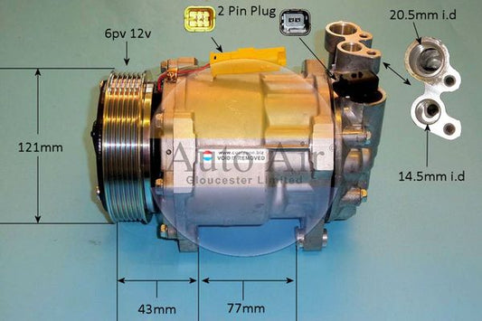 AUTO AIR 14-1314R Air Conditioning Compressor Fits Citroen C5 C6 Peugeot 407 607