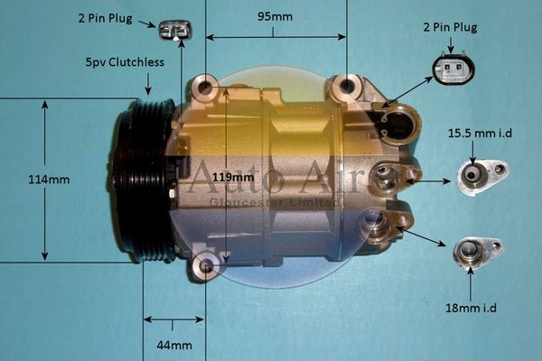 Auto Air 14-2069P A/C Compressor Air Conditioning Fits Alfa Romeo Fiat Jeep