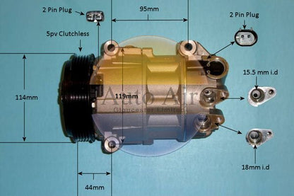 Auto Air 14-2069P A/C Compressor Air Conditioning Fits Alfa Romeo Fiat Jeep