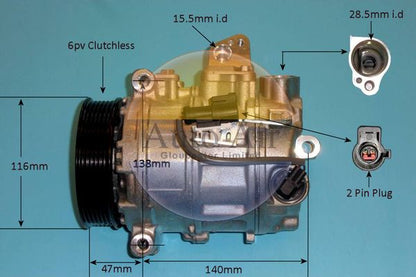Auto Air 14-2080P A/C Air Con Compressor Air Conditioning Fits Jaguar XF XJ XK