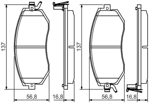 BOSCH 0986495125 Brake Pad Set For Disc Front 16.8mm Thickness For Subaru Toyota