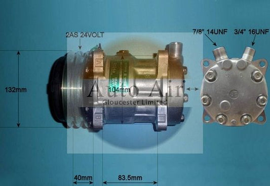 AUTO AIR 14-0118 Air Conditioning Compressor A/C Air Con Replacement 24V Voltage
