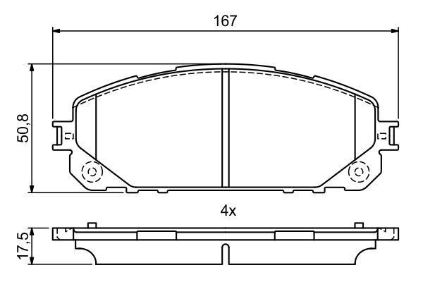 BOSCH 0986495404 Brake Pad Set For Disc Front 17.5mm Thickness For Jeep Cherokee