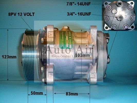 AUTO AIR 14-0103C Air Compressor A/C Air Conditioning Fits Ford Cortina Estate