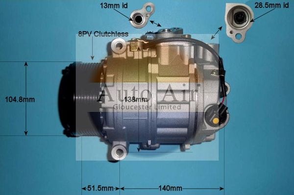 AUTO AIR 14-0306P Air Compressor A/C Air Conditioning Fits Mercedes-Benz