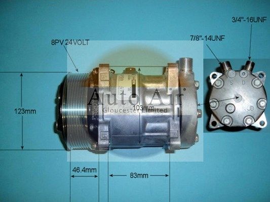 AUTO AIR 14-4762 Air Conditioning Compressor A/C Air Con Replacement 24V Voltage
