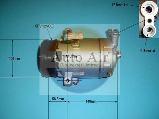 AUTO AIR 14-1252P Air Compressor A/C Air Con Air Conditioning Fits Vauxhall