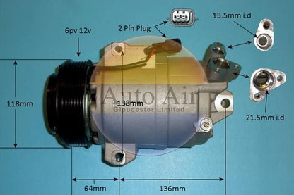 AUTO AIR 14-0255P Air Compressor A/C Air Conditioning Fits Nissan Pathfinder