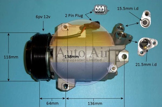 AUTO AIR 14-0255P Air Compressor A/C Air Conditioning Fits Nissan Pathfinder