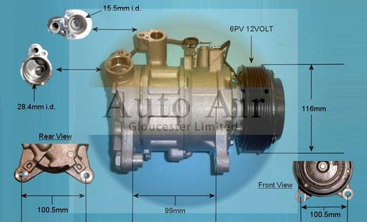Auto Air 14-0089P A/C Air Con Compressor Air Conditioning 12V Voltage Fits BMW