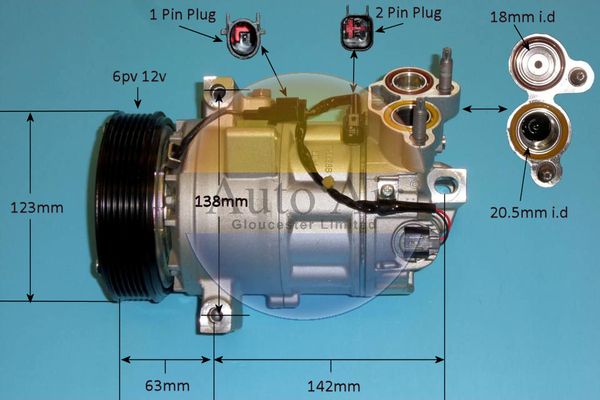 Auto Air 14-2088P A/C Air Con Compressor Air Conditioning 12V Voltage Fits Volvo