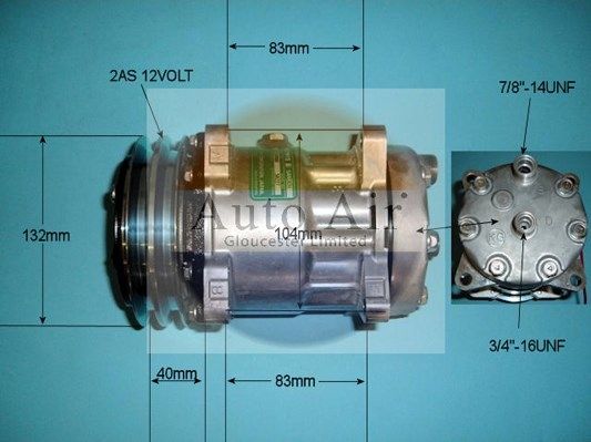 AUTO AIR 14-7862 Air Conditioning Compressor A/C Air Con Replacement 12V Voltage