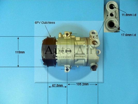 Auto Air 14-1447P Air Conditioning Compressor Fits Fiat Peugeot Suzuki Vauxhall