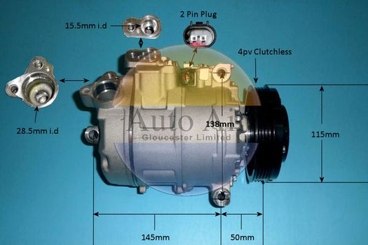 AUTO AIR 14-9653P Air Compressor A/C Air Con Air Conditioning Fits BMW 5 Series