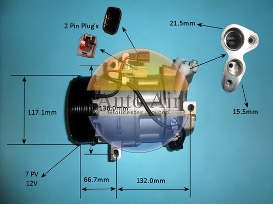 Auto Air 14-0297P Air Conditioning Compressor Fits Renault Captur Clio Arkana