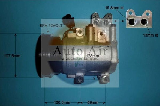 AUTO AIR 14-1040 Air Compressor A/C Air Conditioning Fits Hyundai Matrix