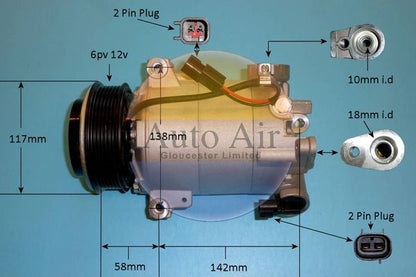 Auto Air 14-1070P A/C Air Con Compressor Air Conditioning 12V Voltage Fits Ford