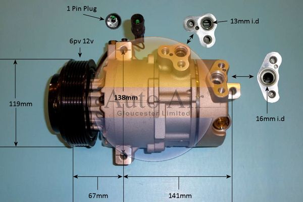 Auto Air 14-2061P A/C Air Con Compressor Air Conditioning Fits Kia Sorento