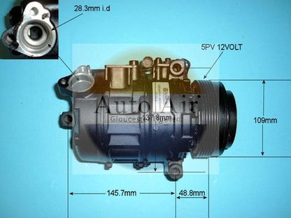 AUTO AIR 14-6464R Air Conditioning Compressor A/C Air Con Replacement Fits BMW