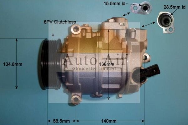AUTO AIR 14-1126P Air Conditioning Compressor A/C Air Con Replacement Fits VW