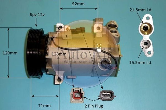 Auto Air 14-1357P A/C Air Con Compressor Air Conditioning Fits Nissan Renault