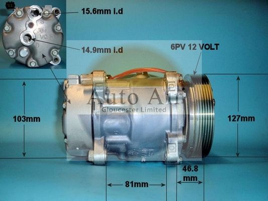 AUTO AIR 14-1235 Air Conditioning Compressor A/C Air Con Replacement Fits VW