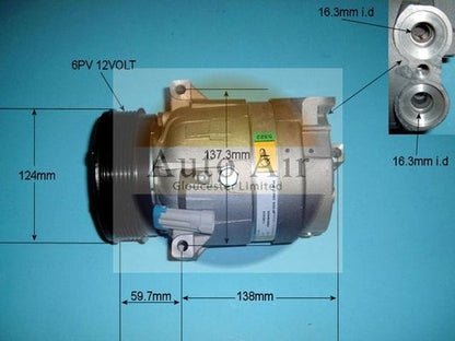 AUTO AIR 14-4048 Air Compressor A/C Air Conditioning Fits Vauxhall Omega