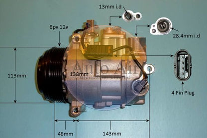 AUTO AIR 14-0123P Air Conditioning Compressor Fits Mercedes-Benz C-Class E-Class