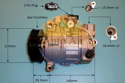AUTO AIR 14-0090P Air Conditioning Compressor Fits BMW 1 Series 3 Series