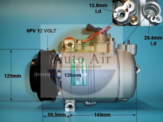 AUTO AIR 14-1207P Air Compressor A/C Air Con Air Conditioning Fits Saab 9-5