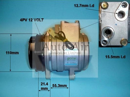 AUTO AIR 14-1169 Air Compressor A/C Air Conditioning Fits Daewoo Kalos Matiz