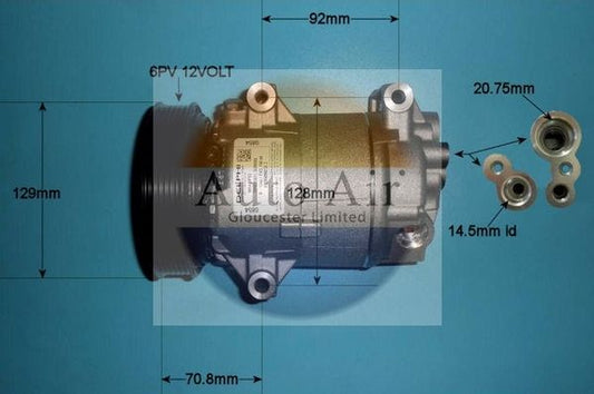AUTO AIR 14-1111 Air Compressor A/C Air Conditioning Fits Nissan Renault