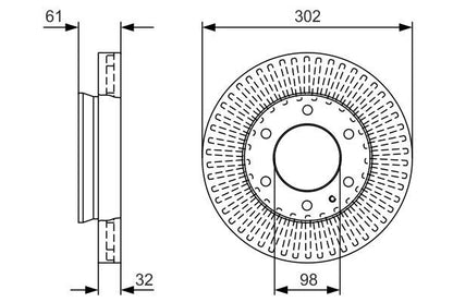 BOSCH 0986479V32 Brake Disc Front Vented 302mm Outer Ø Fits Ford Ranger