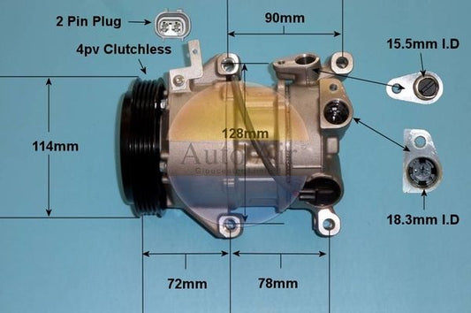Auto Air 14-0199P A/C Air Con Compressor Air Conditioning Fits Subaru Toyota