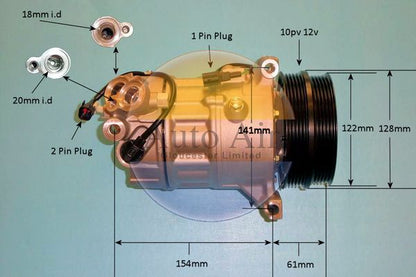 AUTO AIR 14-2068P Air Compressor A/C Air Con Air Conditioning Fits Volvo V40