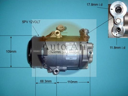 AUTO AIR 14-1232 Air Compressor A/C Air Con Air Conditioning Fits Vauxhall