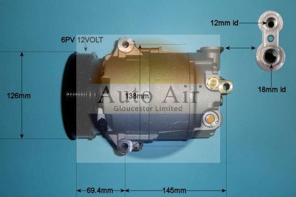 Auto Air 14-2074P A/C Air Con Compressor Air Conditioning Fits Ferrari Maserati