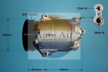 Auto Air 14-2074P A/C Air Con Compressor Air Conditioning Fits Ferrari Maserati