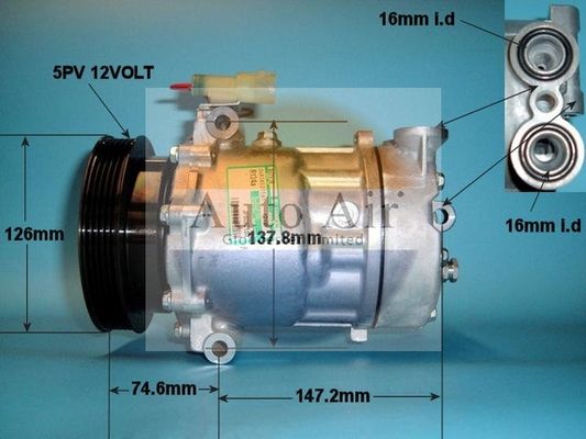 AUTO AIR 14-1213 Air Compressor A/C Air Con Air Conditioning Fits MG Rover