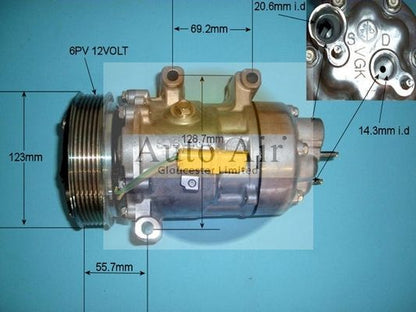 AUTO AIR 14-1444 Air Compressor A/C Air Con Air Conditioning Fits Peugeot 307