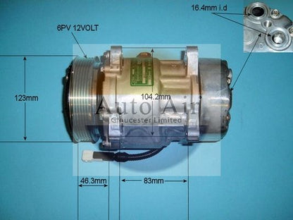 AUTO AIR 14-7486 Air Compressor A/C Air Conditioning Fits Citroen Fiat Peugeot