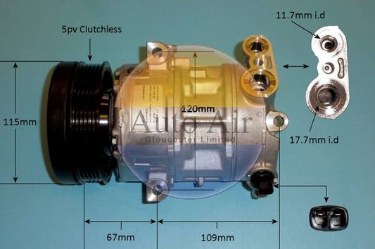 AUTO AIR 14-1446 Air Conditioning Compressor Fits Vauxhall Corsa Corsavan