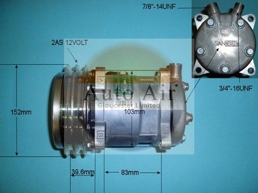 AUTO AIR 14-0010 Air Compressor A/C Air Conditioning Fits Ford Cortina Estate