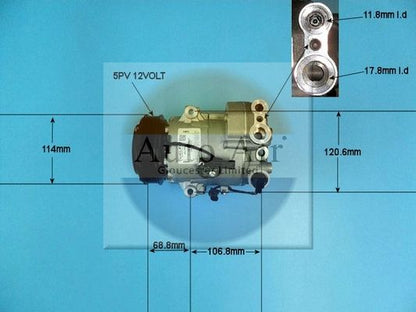 AUTO AIR 14-7478 Air Compressor A/C Air Conditioning Fits Chevrolet Vauxhall