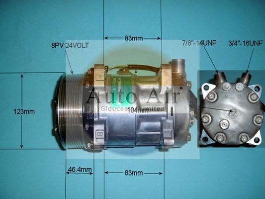 AUTO AIR 14-8117 Air Conditioning Compressor A/C Air Con Replacement 24V Voltage