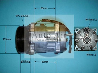 AUTO AIR 14-8120 Air Conditioning Compressor A/C Air Con Replacement 24V Voltage