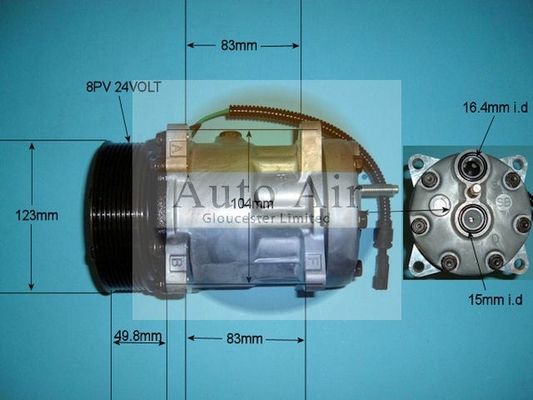 AUTO AIR 14-8120 Air Conditioning Compressor A/C Air Con Replacement 24V Voltage