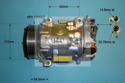 AUTO AIR 14-1322 Air Compressor A/C Air Conditioning Fits Citroen Peugeot