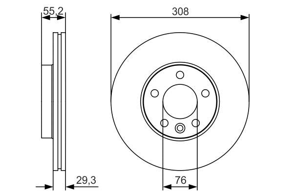 BOSCH 0986479R84 Brake Disc Front Vented 308mm Outer Ø 55.2mm Height Fits VW