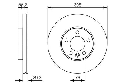 BOSCH 0986479R84 Brake Disc Front Vented 308mm Outer Ø 55.2mm Height Fits VW
